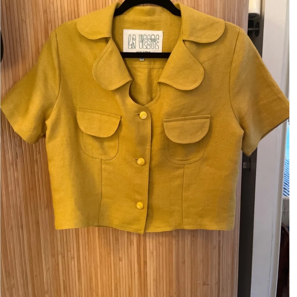 Women’s Yellow Button Down Linen Shirt
